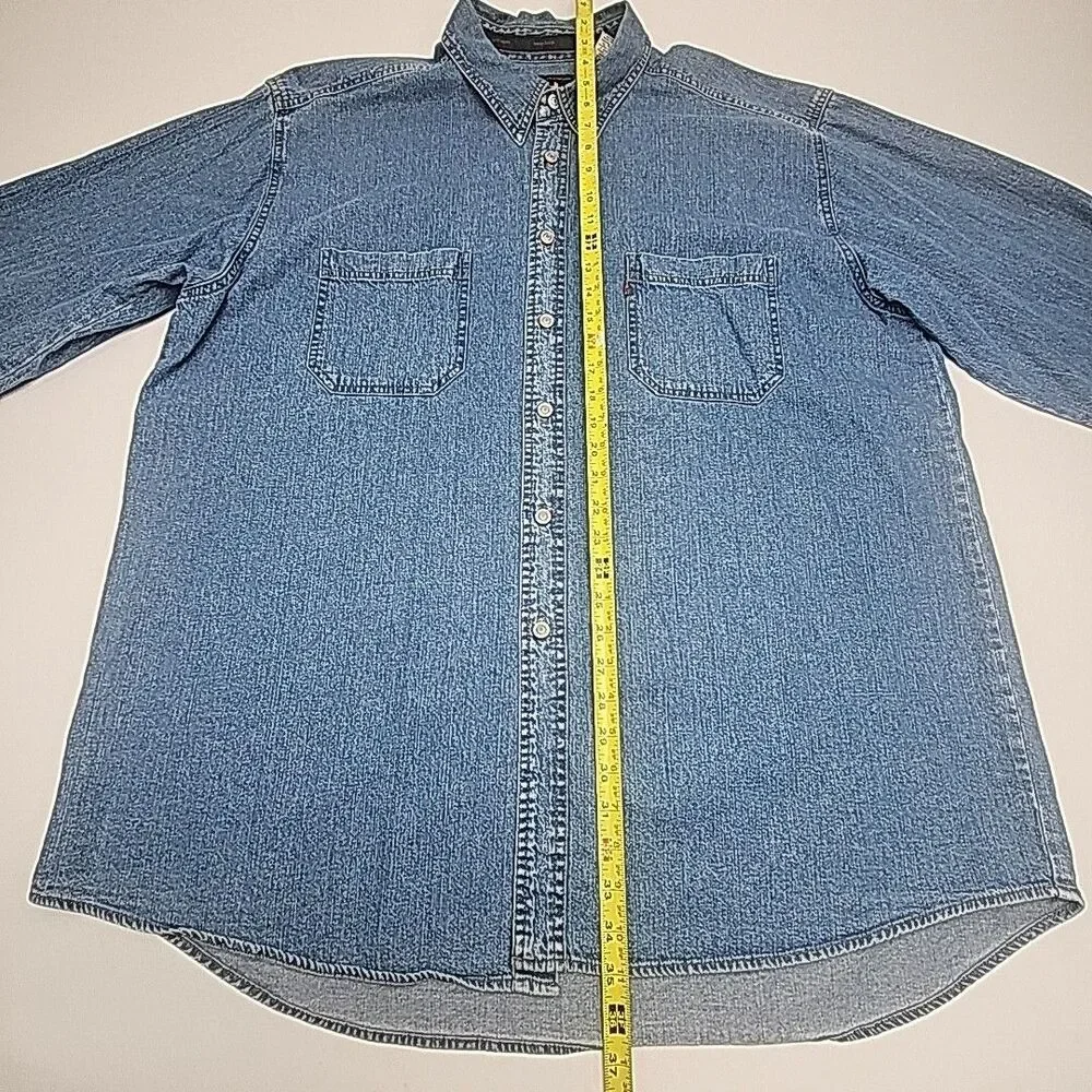 Levi's Red Tab Denim Shirt Men Size XL Blue Button Medium Wash Oversized
